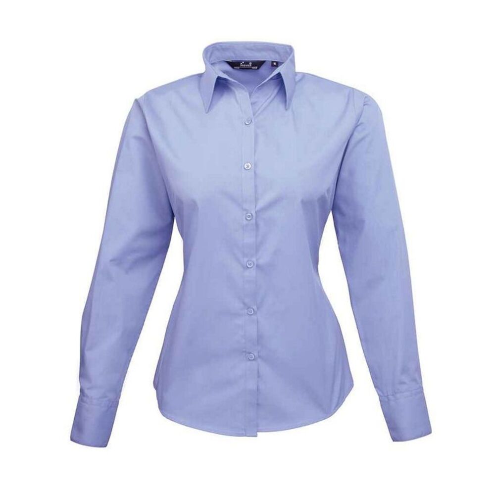 Premier Womens/Ladies Long-Sleeved Shirt / Mid Blue